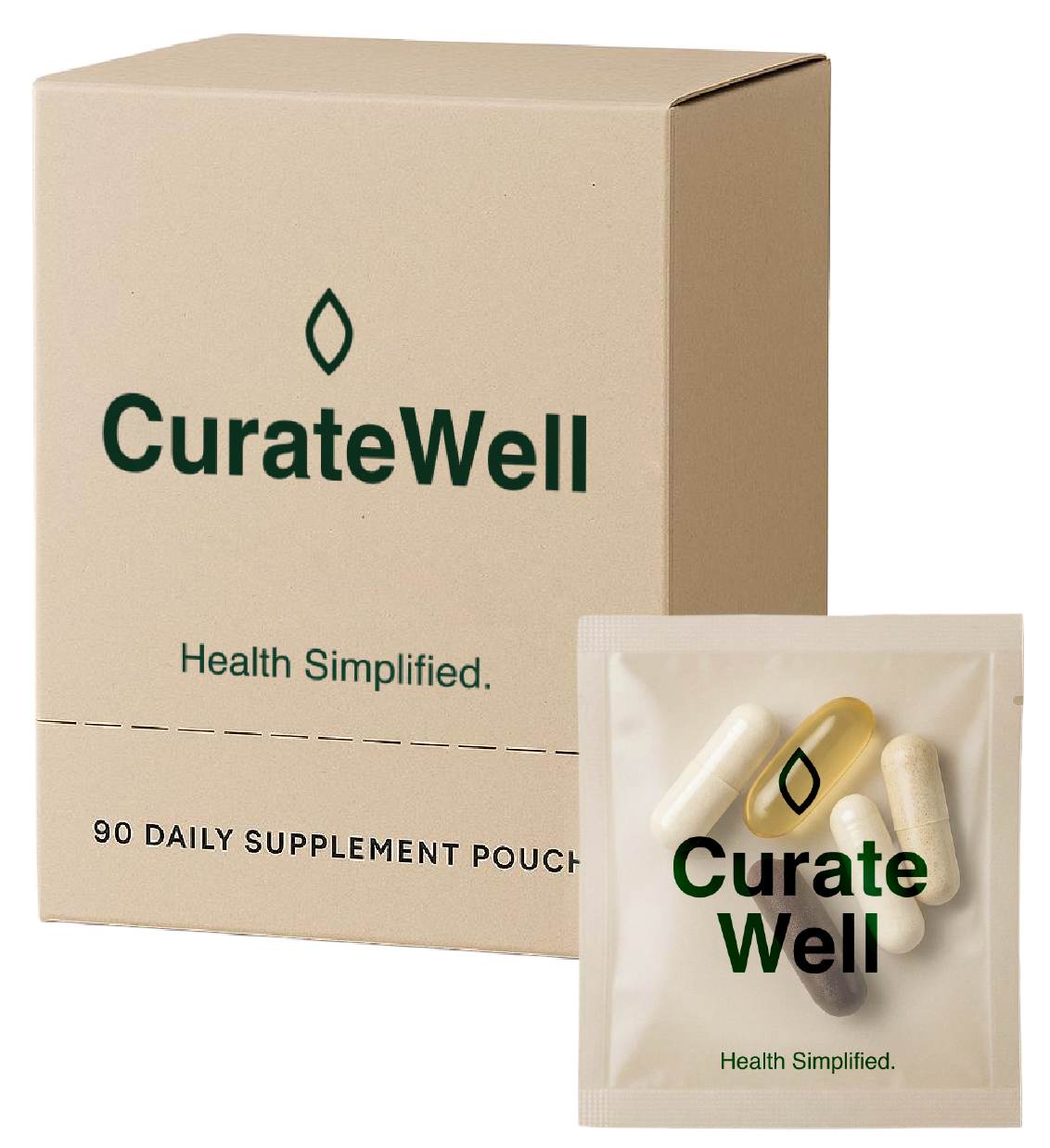 CurateWell supplement box and daily packet